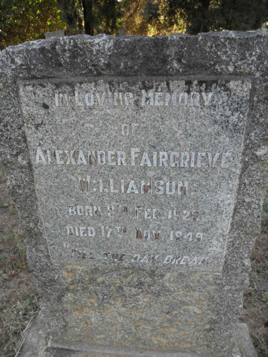 WILLIAMSON Alexander Fairgrieve 1923-1949