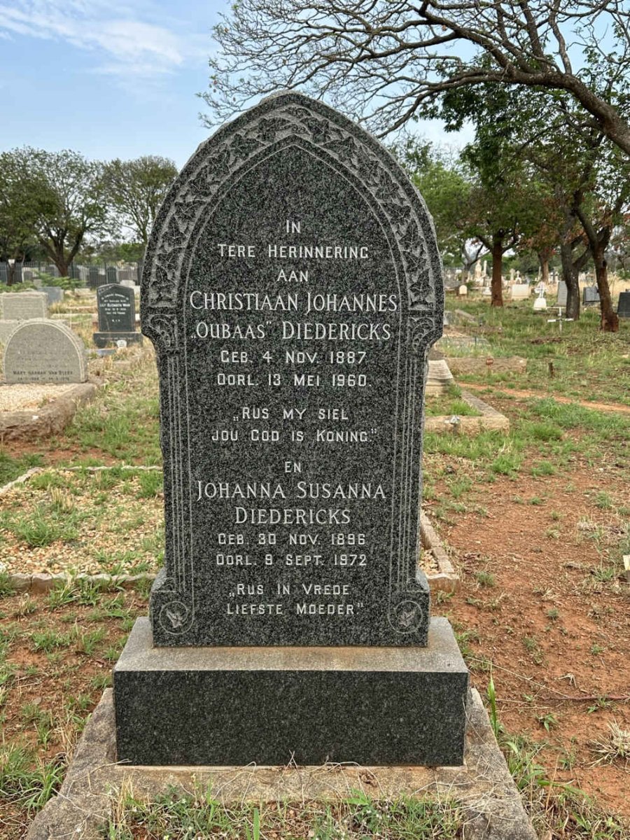DIEDERICKS Christiaan Johannes 1887-1960 & Johanna Susanna 1896-1972