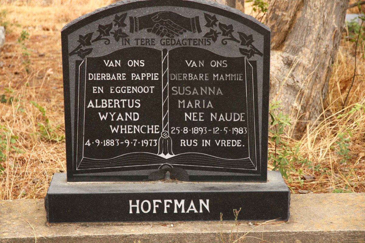 HOFFMAN Albertus Wyand Whenche 1883-1973 &amp; Susanna Maria NAUDE 1893-1983