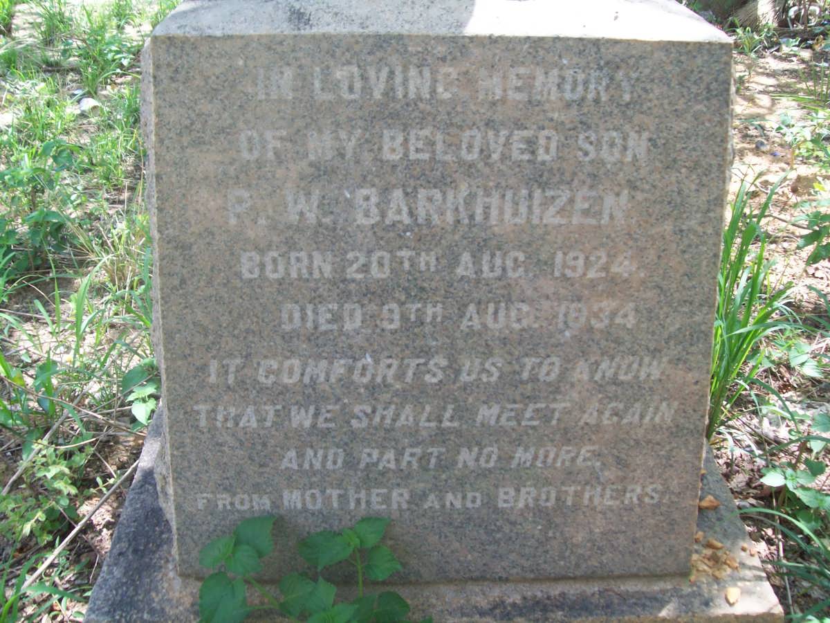 BARKHUIZEN P.W. 1924-1934