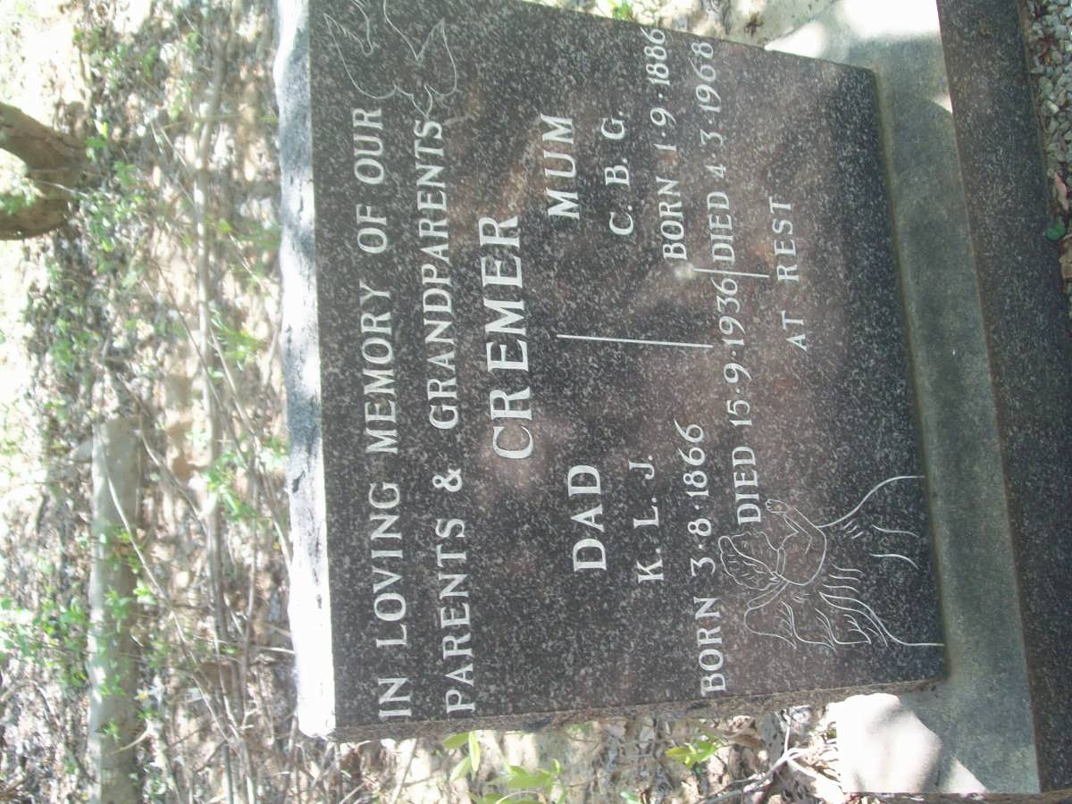 CREMER K.L.J. 1866-1936 &amp; C.B.G. 1886-1968