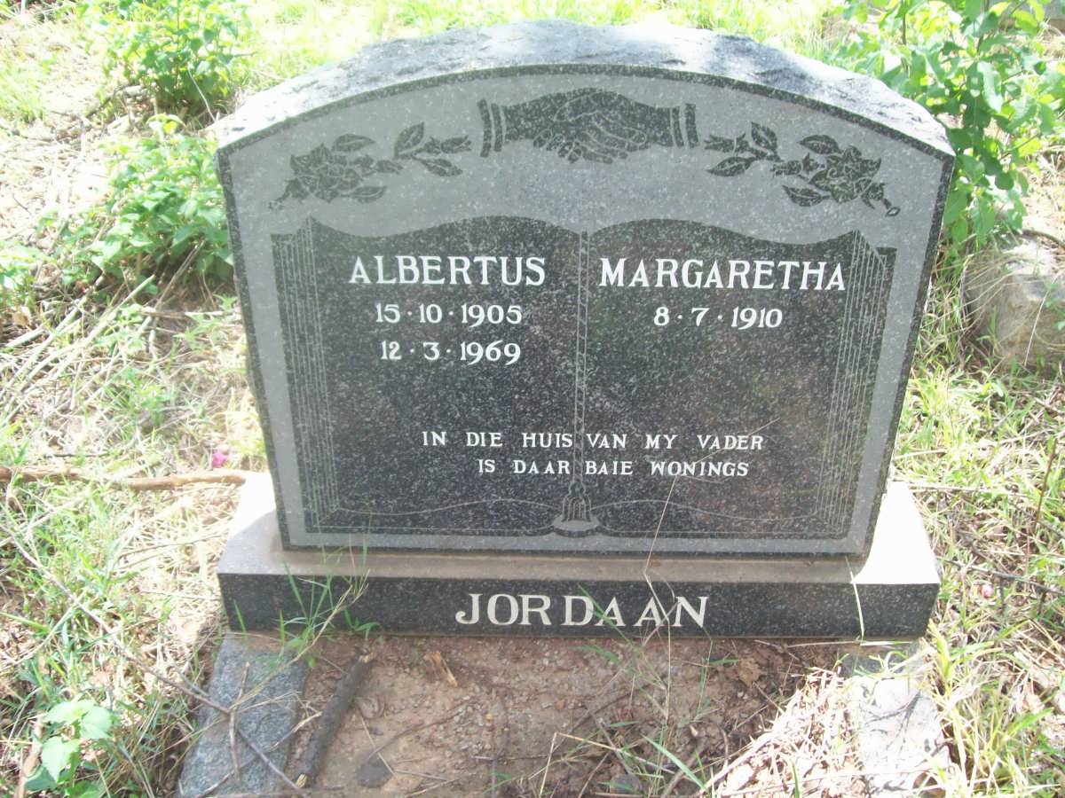JORDAAN Albertus 1905-1969 &amp; Margaretha 1910-