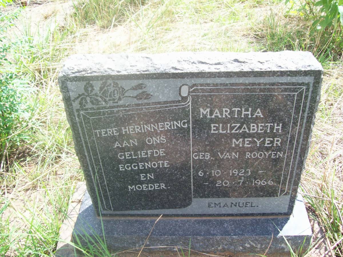MEYER Martha Elizabeth nee VAN ROOYEN 1923-1966