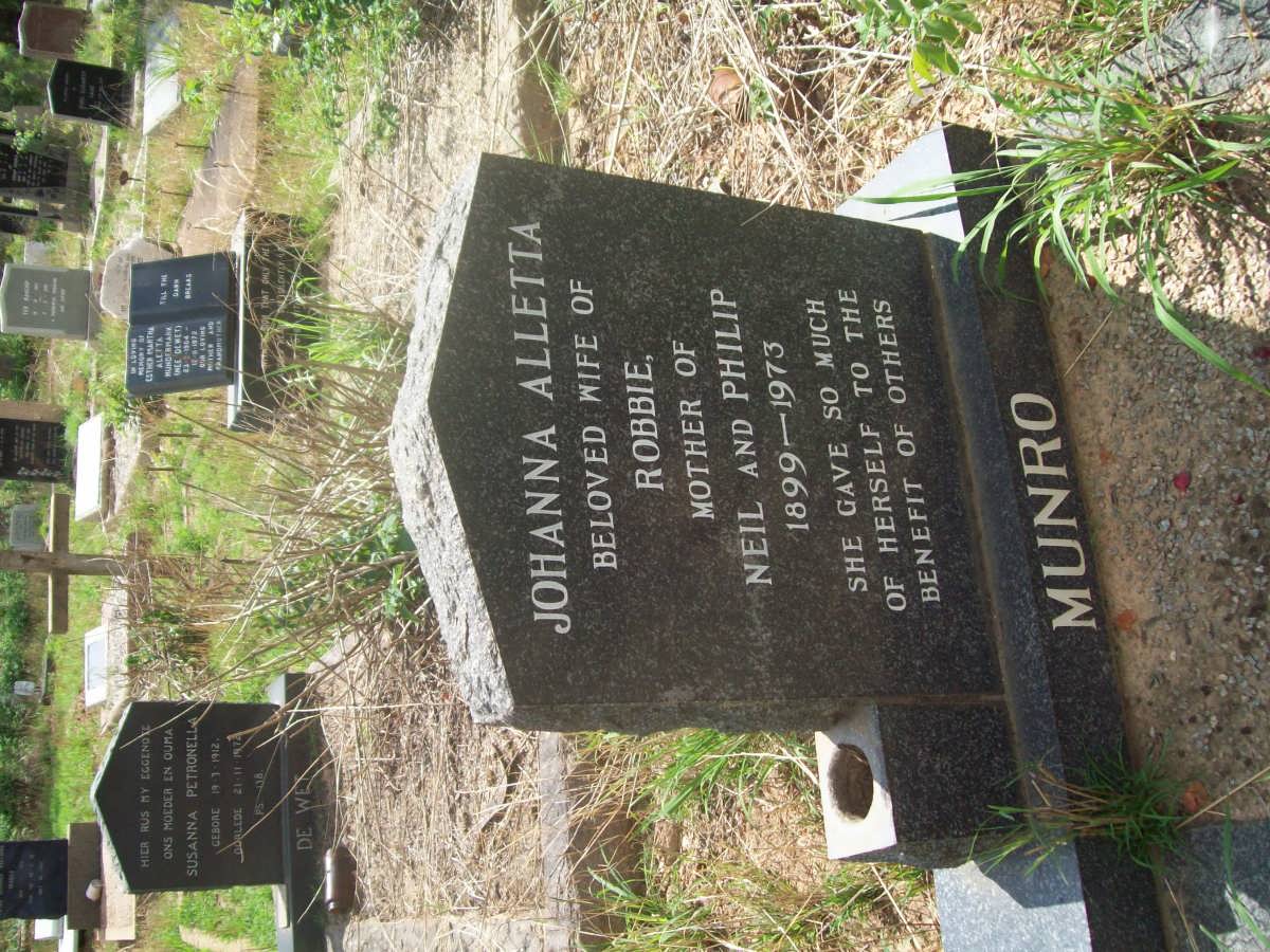 MUNRO Johanna Alletta 1899-1973