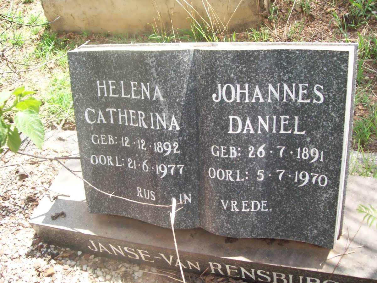 RENSBURG Johannes Daniel, Janse-van 1891-1970 &amp; Helena Catherina 1892-1977