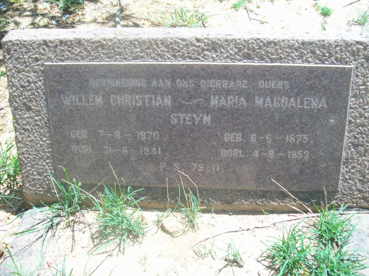 STEYN Willem Christian 1870-1941 &amp; Maria Magdalena 1875-1953