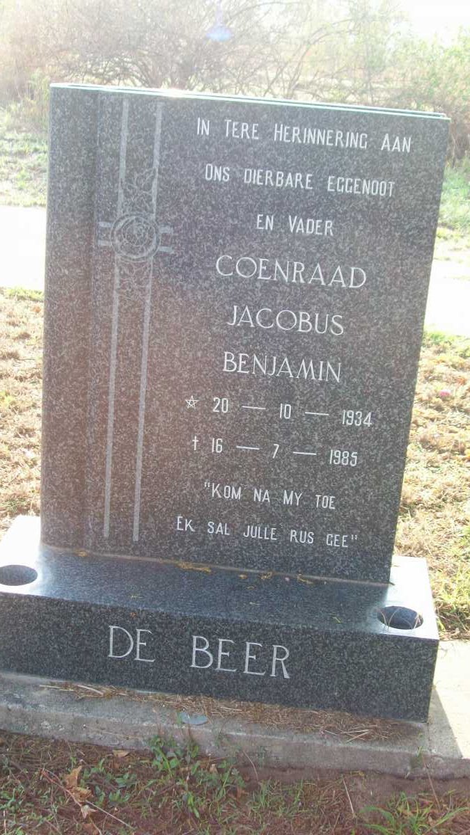 BEER Coenraad Jacobus Benjamin, de 1934-1985