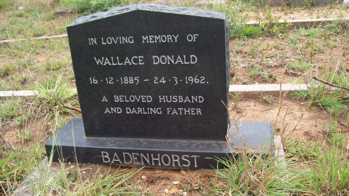 BADENHORST Donald Wallace 1885-1962