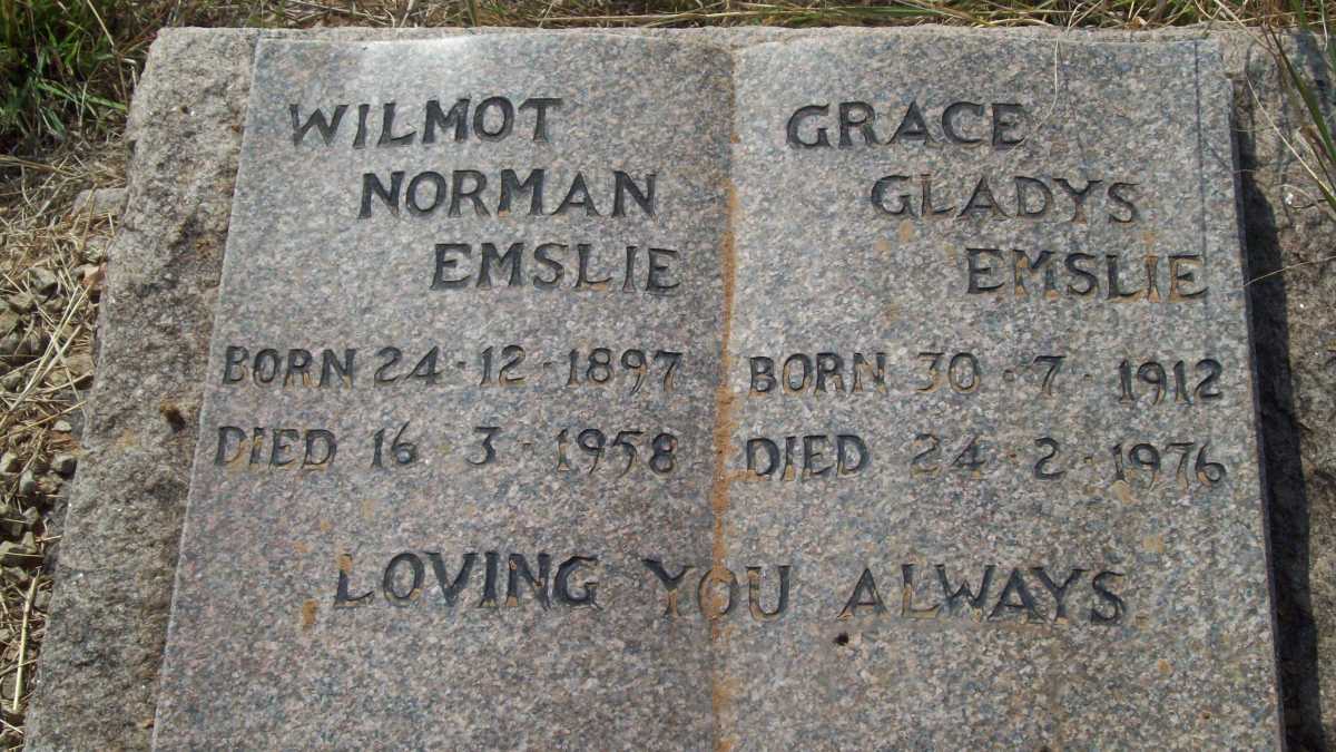 EMSLIE Wilmot Norman 1897-1958 &amp; Grace Gladys 1912-1976