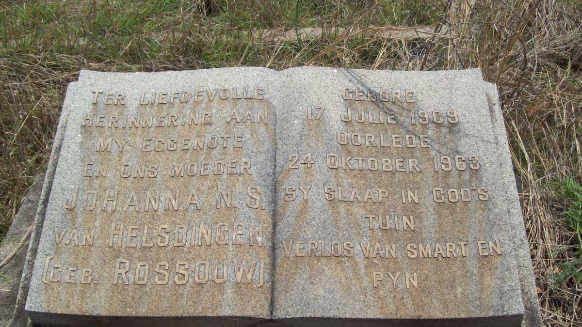 HELSDINGEN Johanna N.S., van nee ROSSOUW  1909-1963