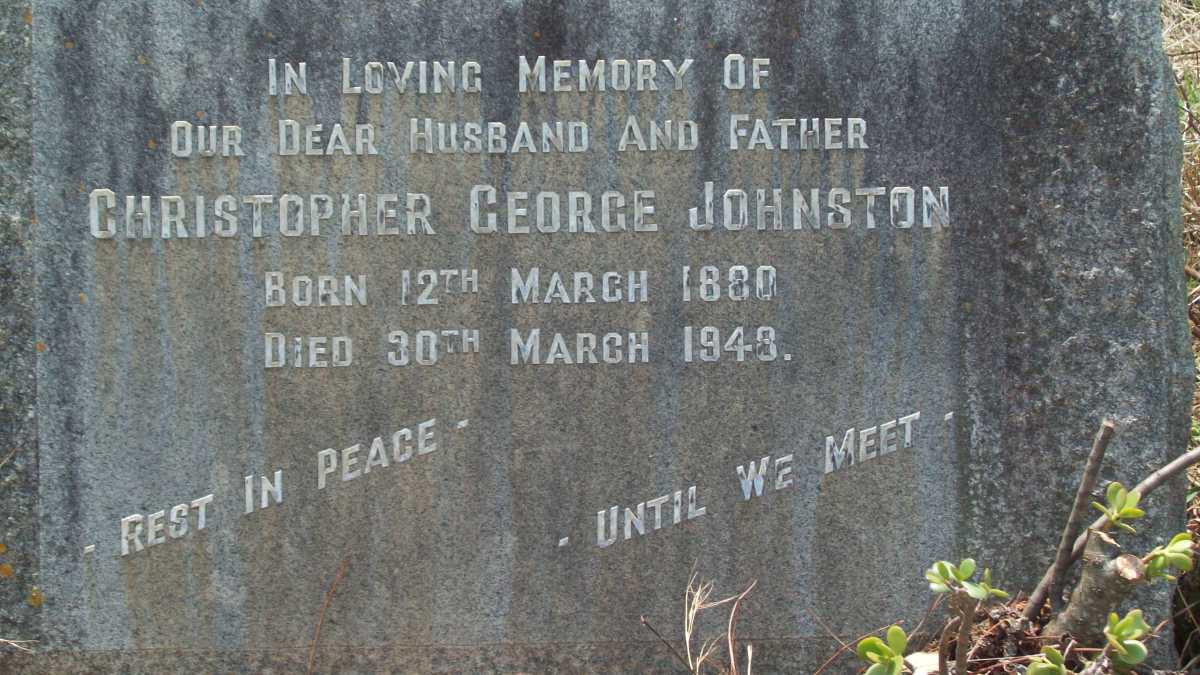 JOHNSTON Christopher George 1888-1948