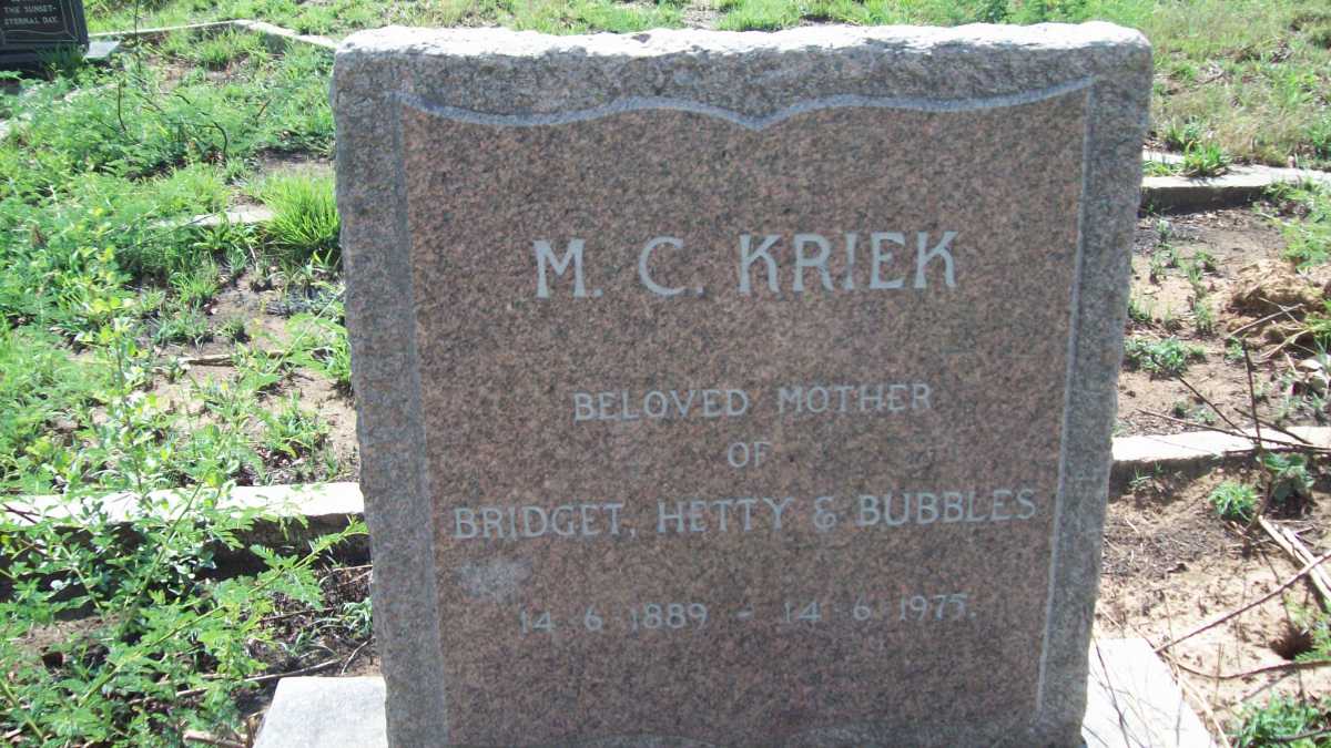 KRIEK M.C. 1889-1975
