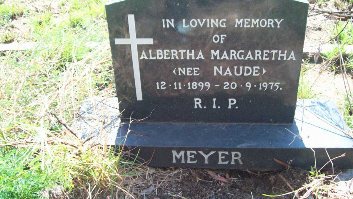 MEYER Albertha Margaretha nee NAUDE 1899-1975