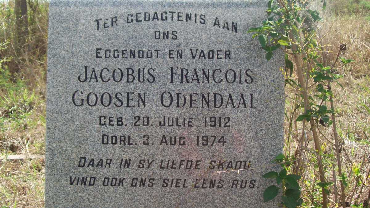 ODENDAAL Jacobus Francois Goosen 1912-1974