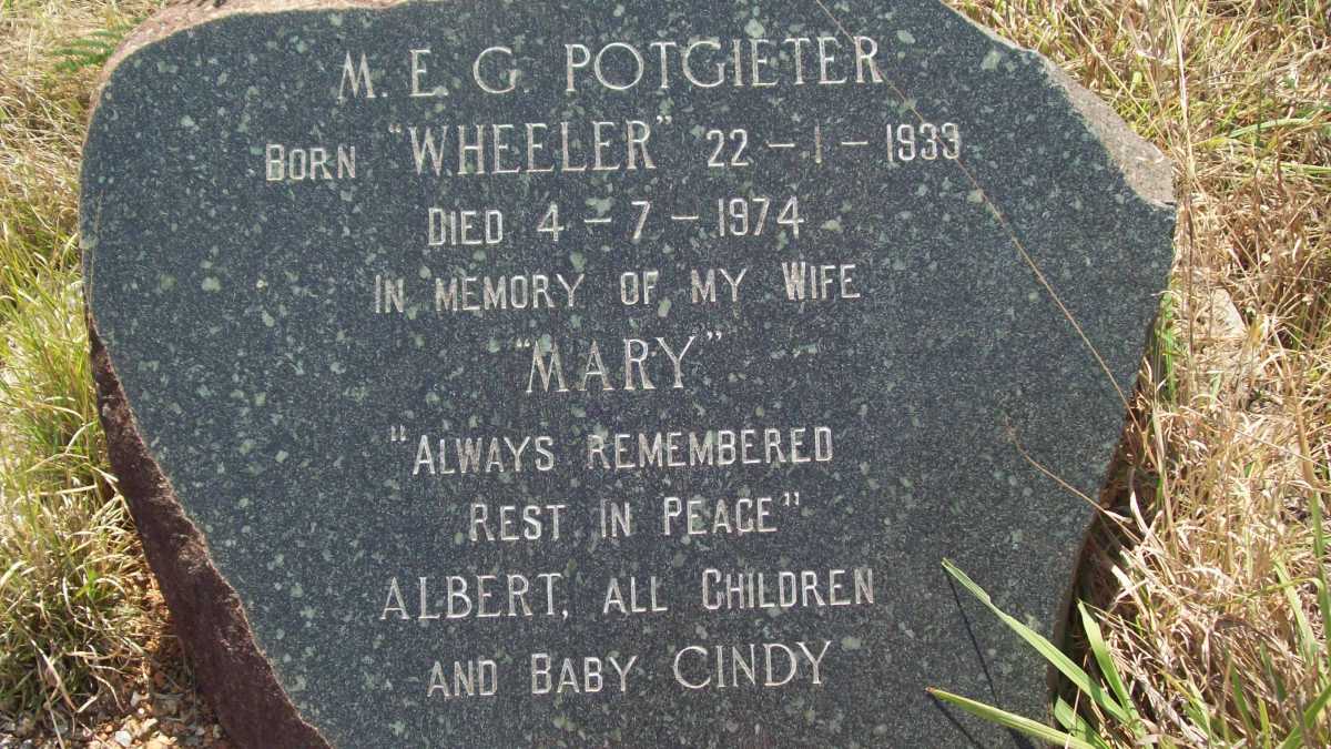 POTGIETER M.E.G. nee WHEELER 1933-1974