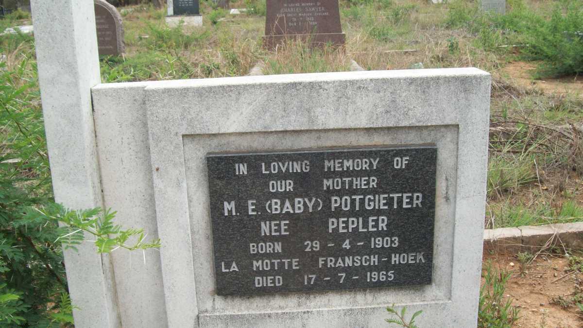 POTGIETER M.E. nee PEPLER 1903-1965