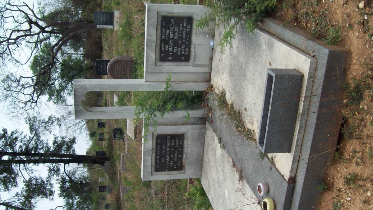 POTGIETER M.H.J.J. 1897-1963 &amp; M.E. PEPLER 1903-1965