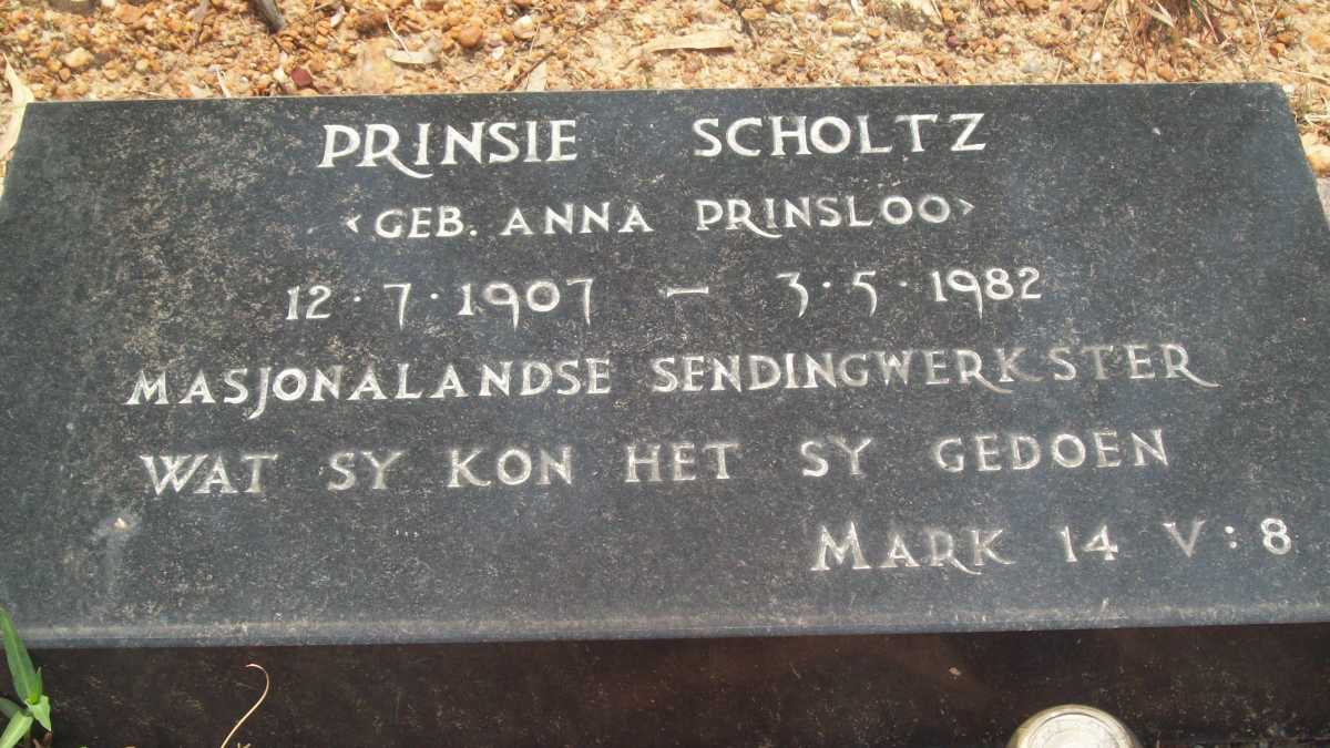 SCHOLTZ Anna nee PRINSLOO 1907-1982
