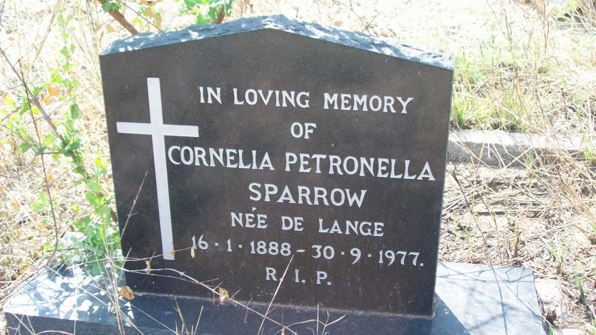 SPARROW Cornelia Petronella nee DE LANGE 1888-1977