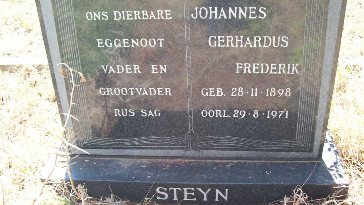 STEYN Johannes Gerhardus Frederik 1898-1971