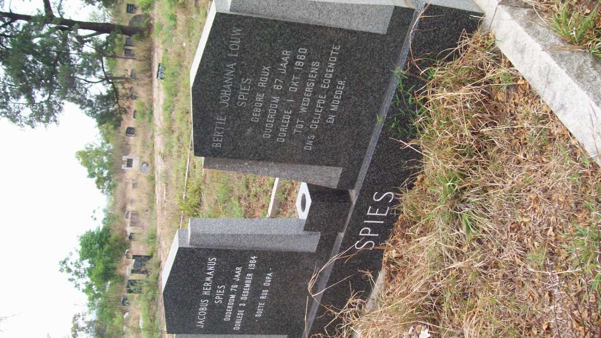 SPIES Jacobus Hermanus -1964  &amp; Bertie Johanna Louw ROUX -1960