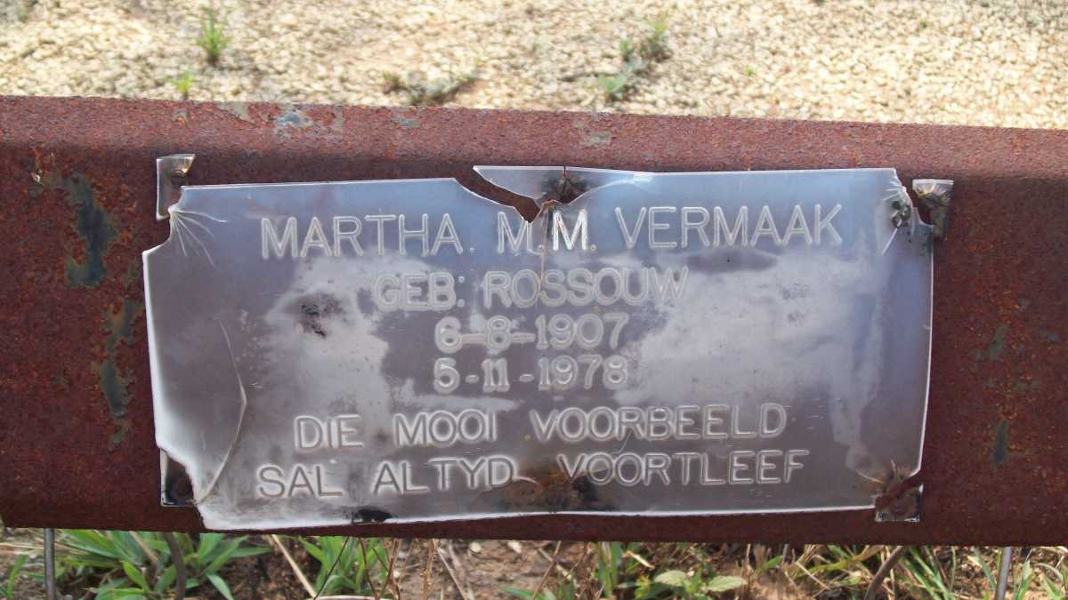 VERMAAK Martha M.M. nee ROSSOUW 1907-1978