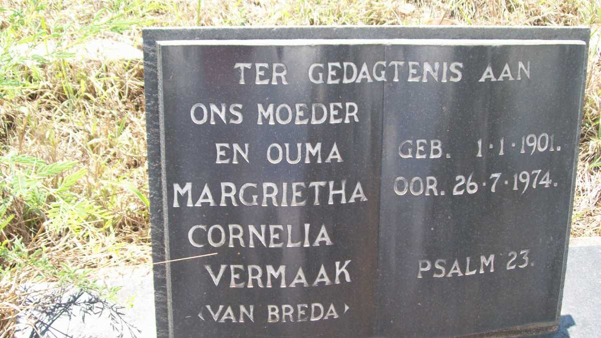 VERMAAK Margrietha Cornelia nee VAN BREDA 1901-1974