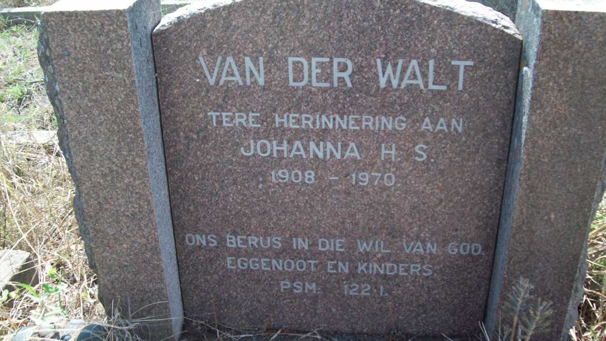 WALT Johanna H.S., van der 1908-1970