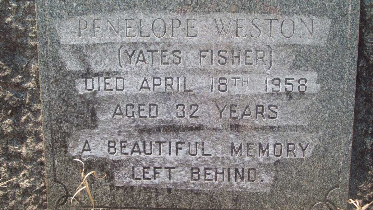 WESTON Penelope nee YATES FISHER -1958