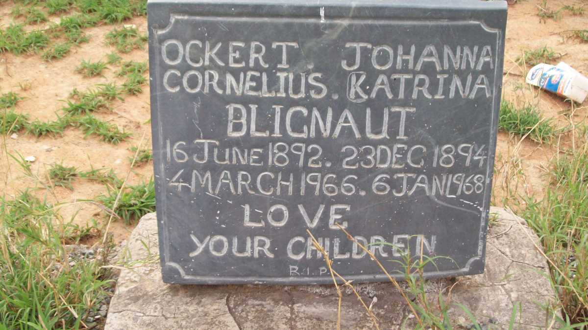BLIGNAUT Ockert Cornelius 1892-1966 &amp; Johanna Katrina 1894-1968