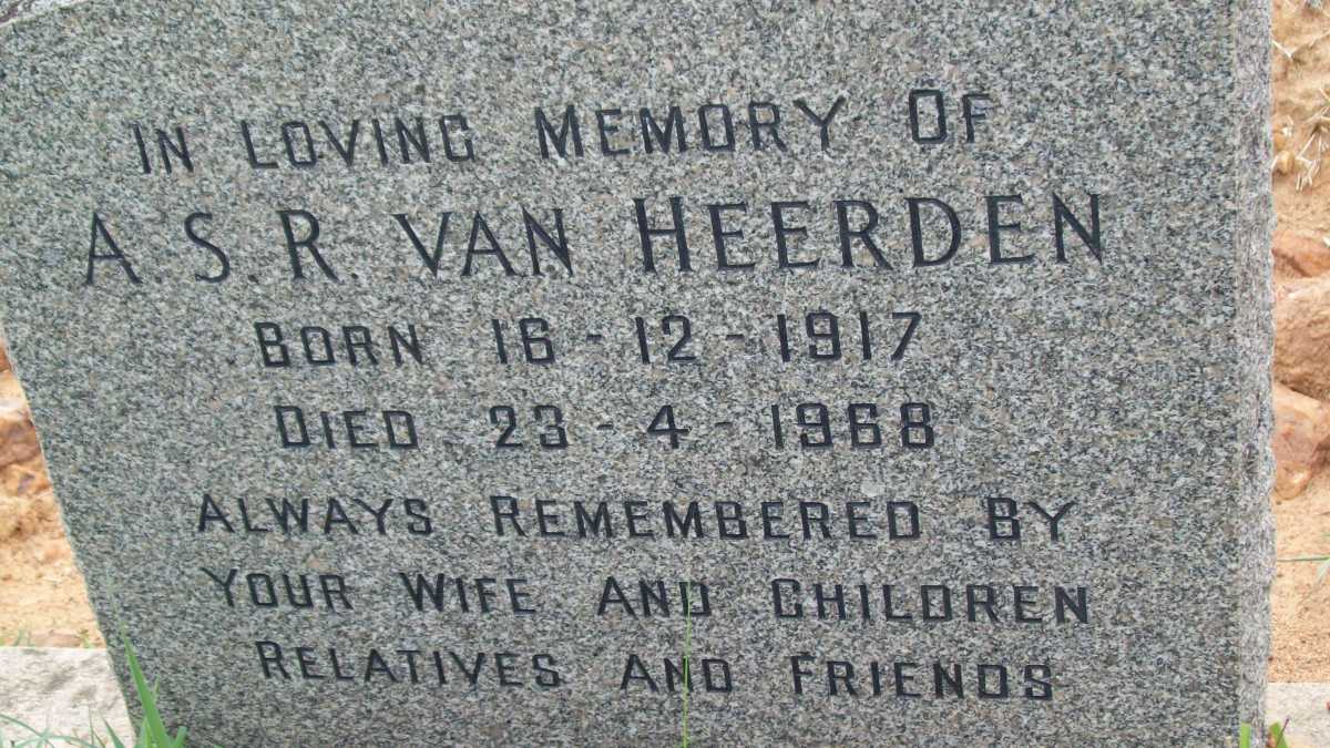 HEERDEN A.S.R., van 1917-1968