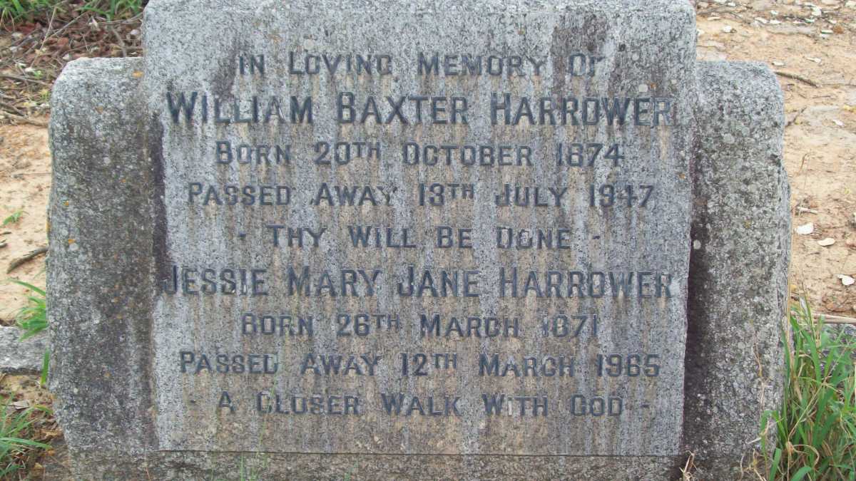 HARROWER William Baxter 1874-1947 &amp; Jessie Mary Jane 1871-1965