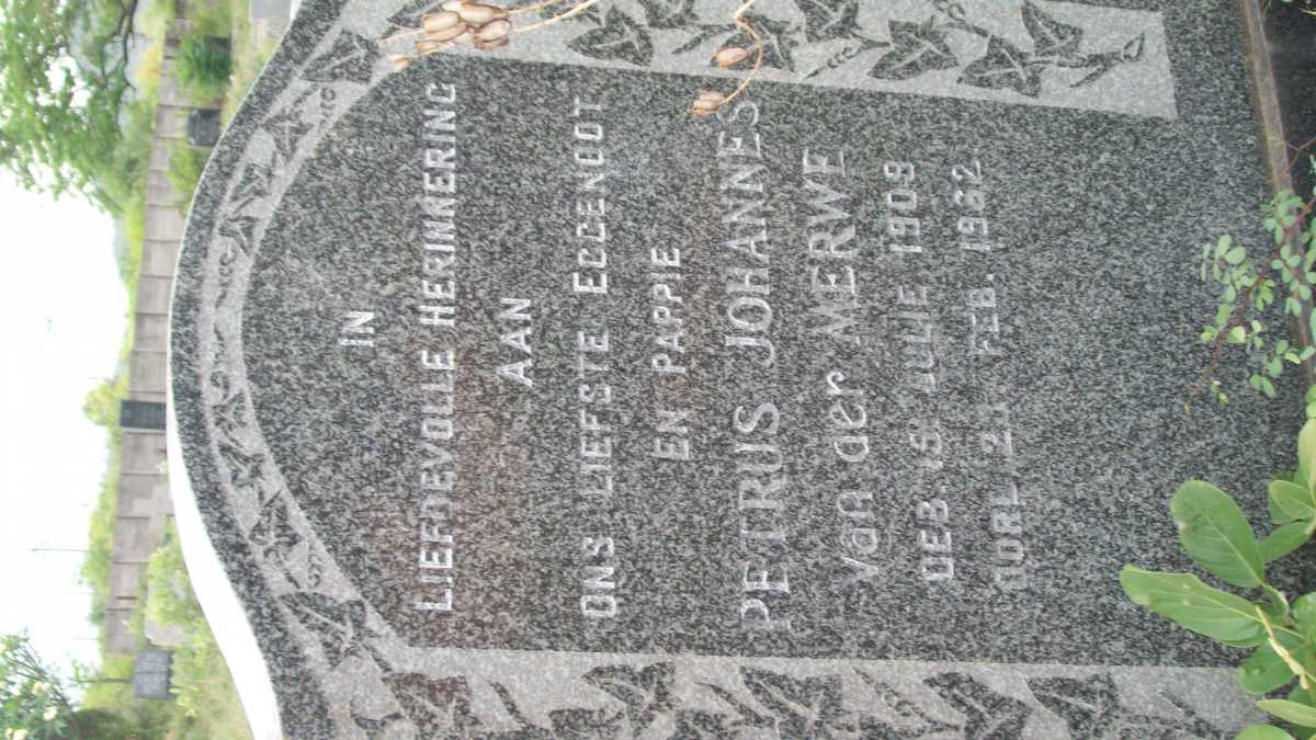 MERWE Petrus Johannes, van der 1909-1962
