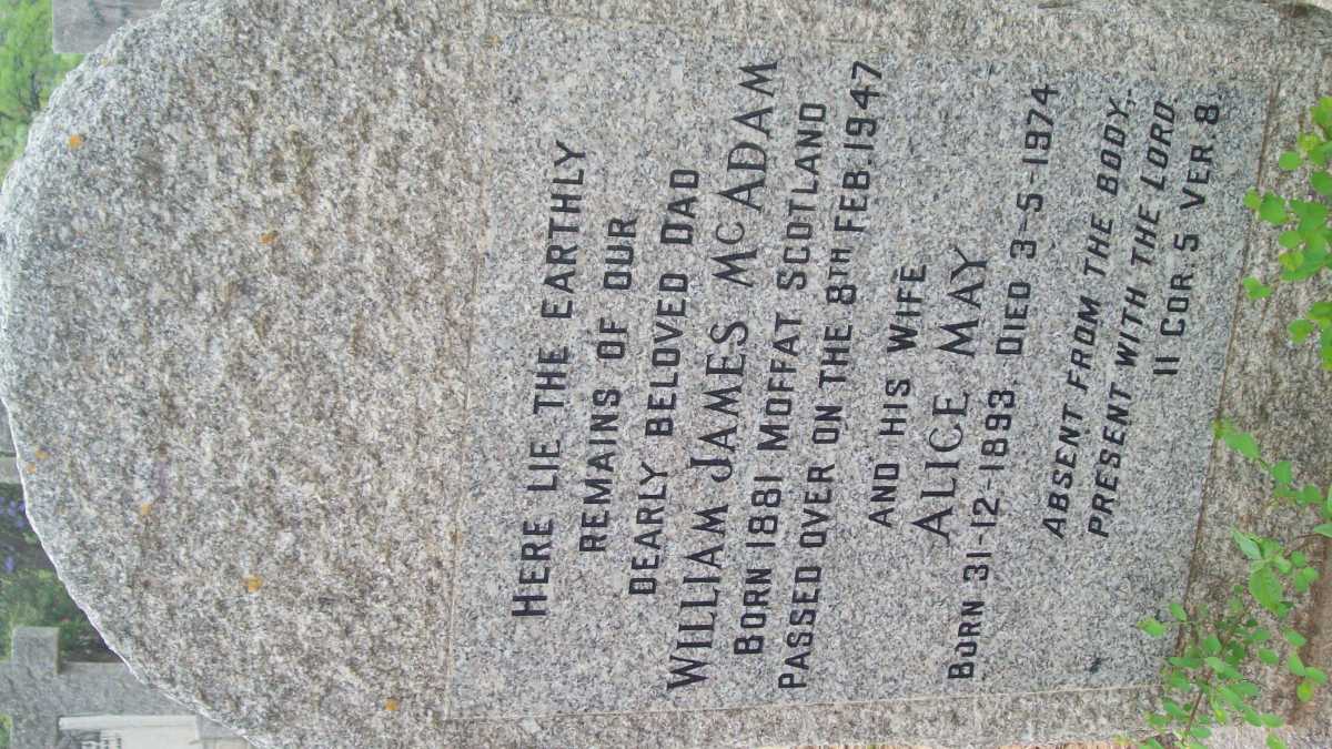 McADAM William James 1881-1947 &amp; Alice May 1893-1974