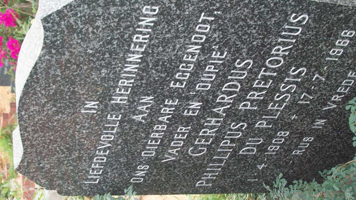 PLESSIS Gerhardus Phillipus Pretorius, du 1908-1966