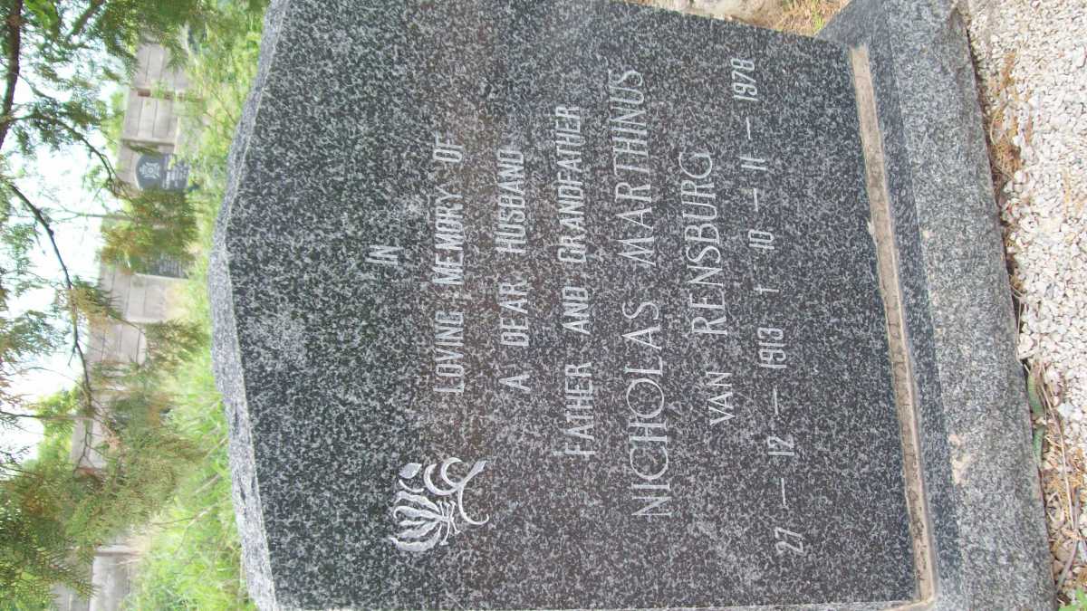RENSBURG Nicholas Marthinus, van 1913-1978