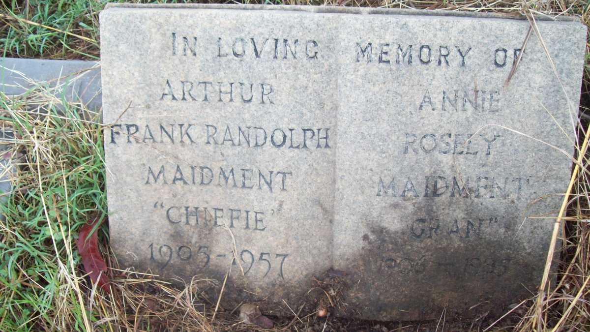 MAIDMENT Frank Randolph 1905-1957 &amp; Anne Rosely 1903-1985