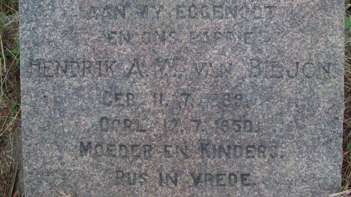 BILJON Hendrik A.W., van 1889-1950