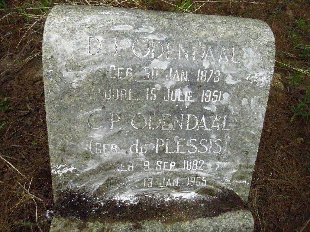 ODENDAAL D.J. 1873-1951 & C.P. DU PLESSIS 1882-1965