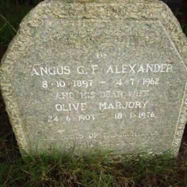 ALEXANDER Angus G.F. 1897-1962 & Olive Marjory 1903-1976