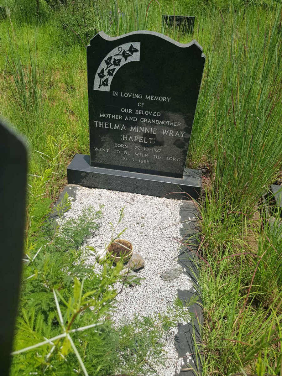 WRAY Thelma Minnie formerly HAPELT 1927-1995