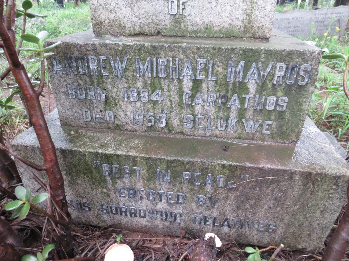 MAVROS Andrew Michael 1884-1953