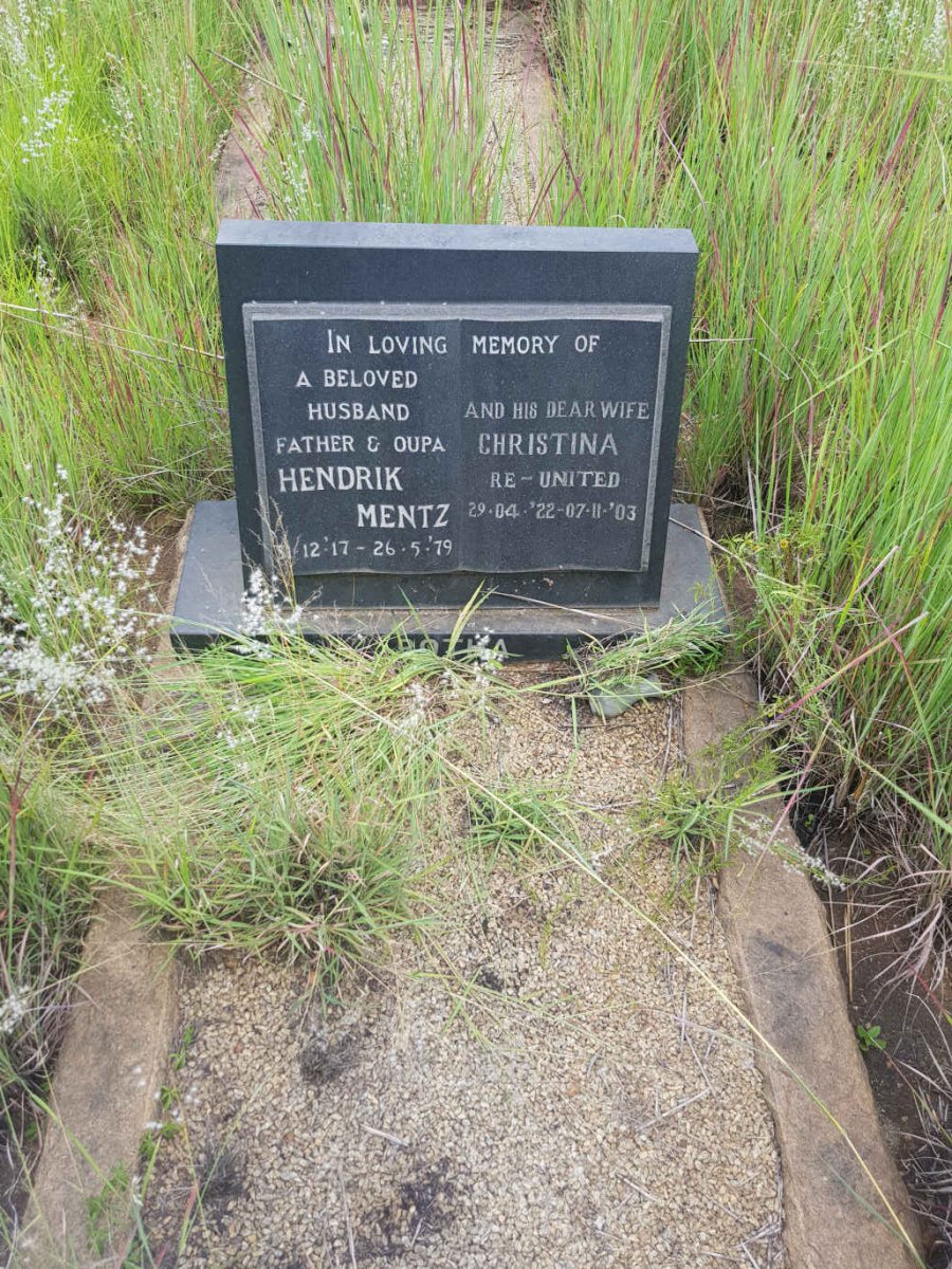 MENTZ Hendrik 1917-1979 &amp; Christina 1922-2003