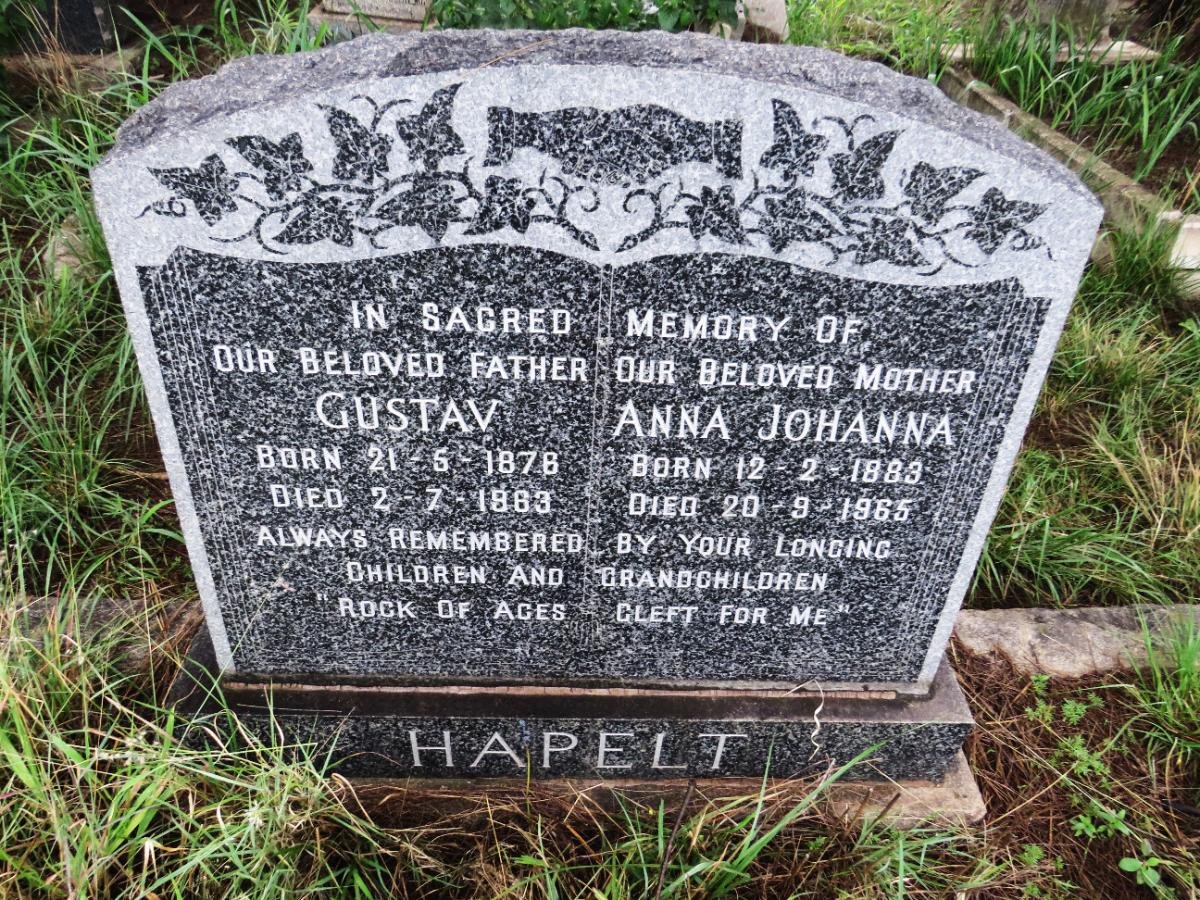 HAPELT Gustav 1978-1983 & Anna Johanna 1883-1965
