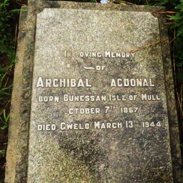 MACDONALD Archibald 1867-1944