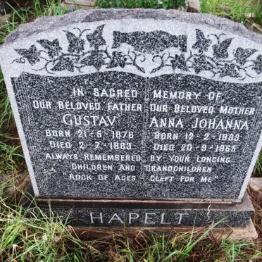HAPELT Gustav 1978-1983 & Anna Johanna 1883-1965