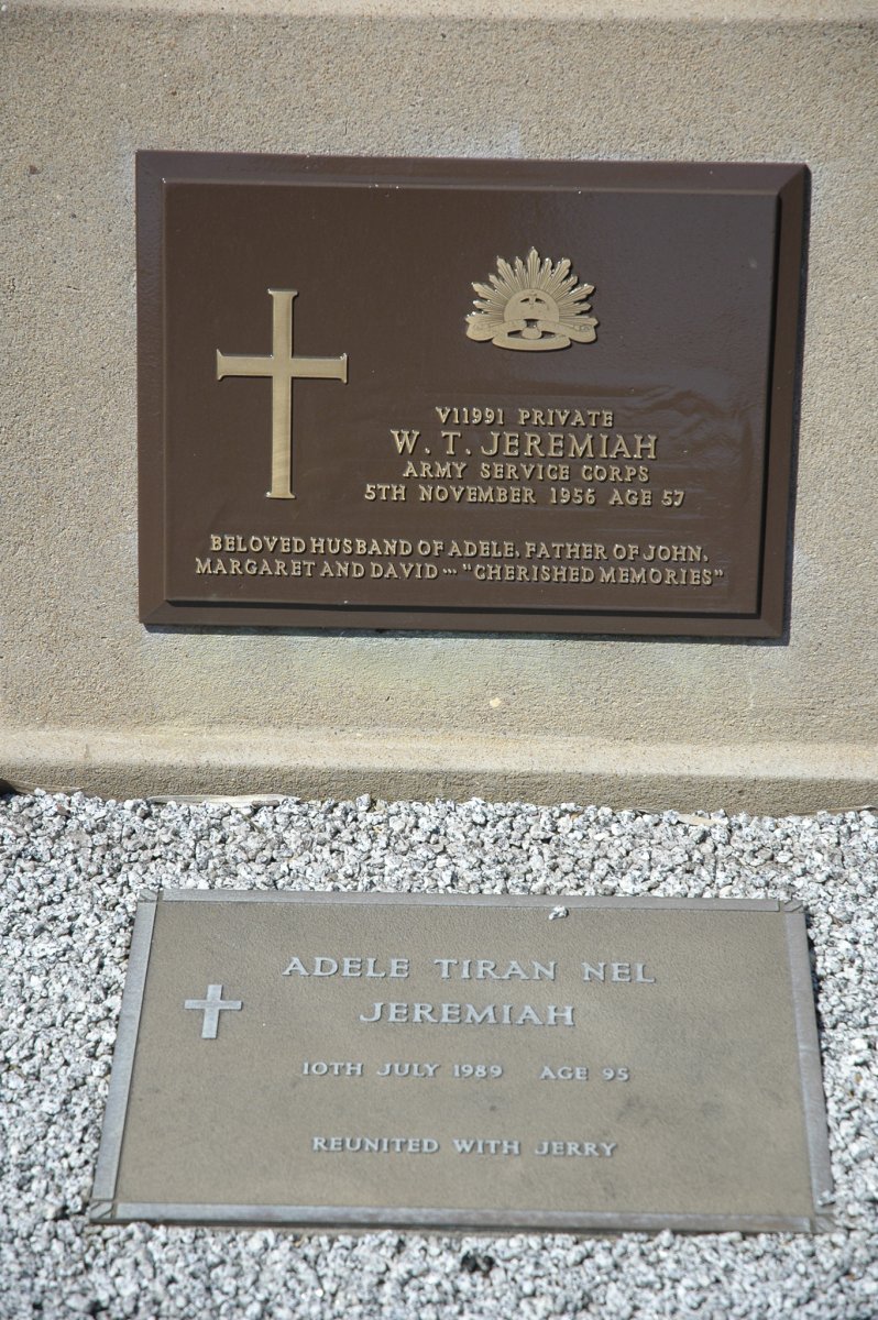JEREMIAH W T -1956 :: JEREMIAH Adele Tiran nee NEL -1989