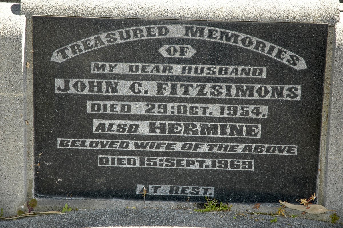 FITZSIMONS John C. -1954 &amp; Hermine -1969