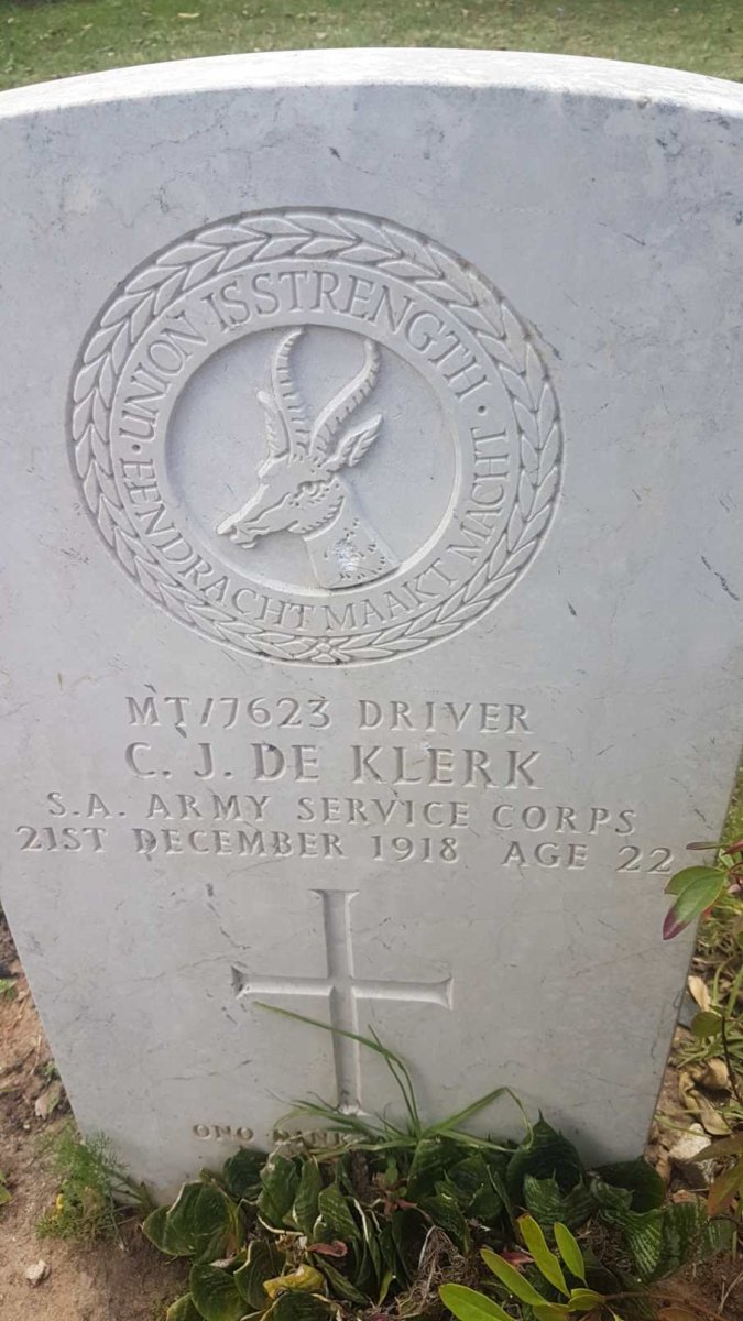 KLERK C.J., de -1918